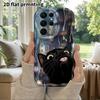 Phone Case: 2D Flat Samsung Galaxy A34 A35 M05 M06 S20 S22 S21 FE Plus 5G Protective Case, Couples Style, Little Black Cat On Rainy Night, Christmas a