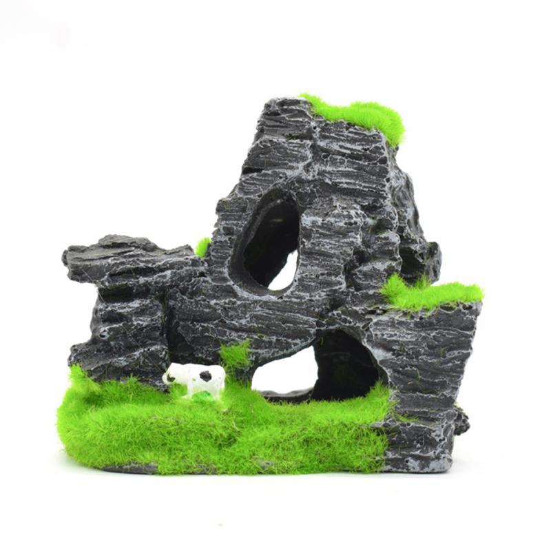 Искусственный флокирующийся мох, скала, смола, скала, горный декор, аквариум, миска для рыб, ландшафтный дизайн