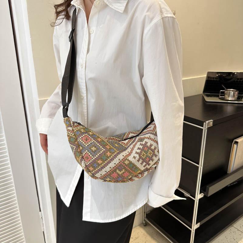 Ethnic Style Large Capacity Dumpling Bag Autumn New Fashion Trend One-shoulder Crossbody Bag Vacation Style Niche Women's Bag