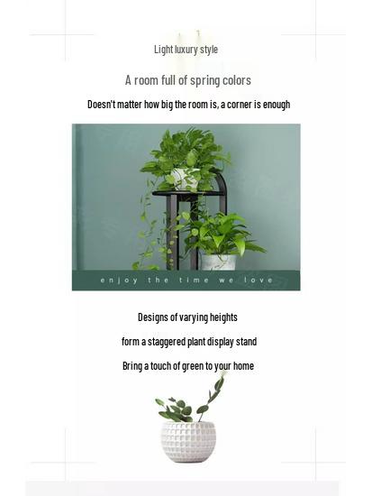 Tiered Iron Flower Stand with Wheels for Indoor/Outdoor Use