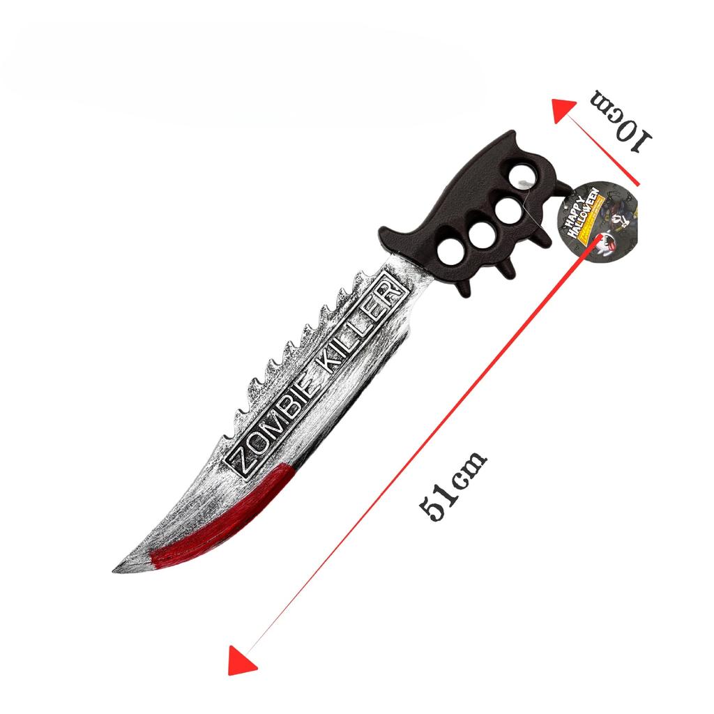 Halloween Realistic Machete Electric Saw Plastic Chainsaw Machete with Blood Stains Halloween Horror Decoration Props