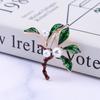 New Fashion Design Green Plant Brooch Branch Pearl Drop Oil Brooch Clothing Accessories Party Gift Jewelry Branch Brooch