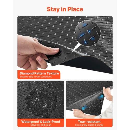 VEVOR Garage Floor Roll, 2.28 x 5.2 m Garage Flooring Mat, 2.2 mm Thickened PVC Diamond Plate Floor Protector Mat with Double-sided Tape, Non-Slip
