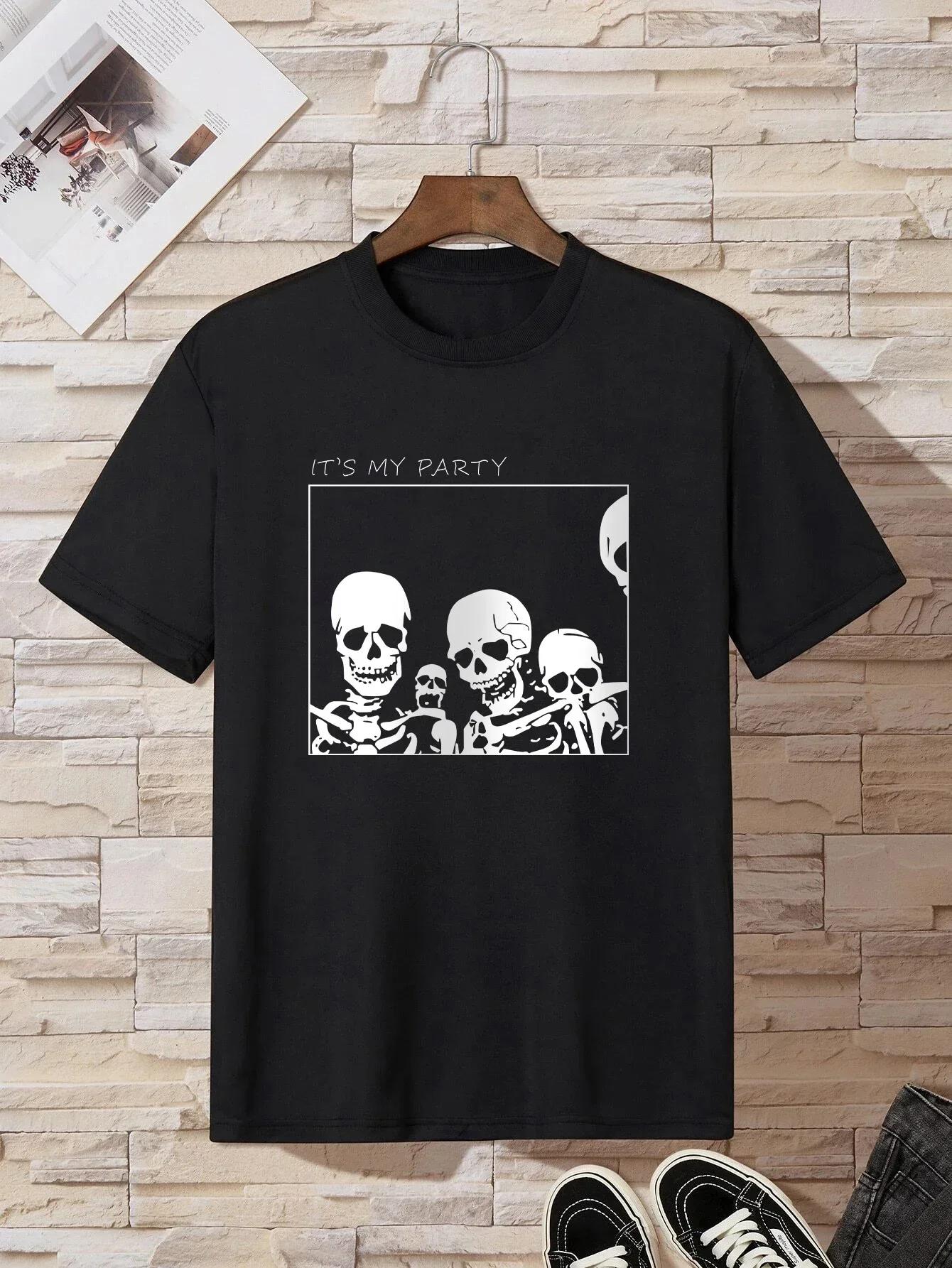 

Men s Skull Graphic Loose Casual Short Sleeve T-shirt Couple T-shirt - Men s Summer Cotton Graphic Tee 5XL різнокольоровий