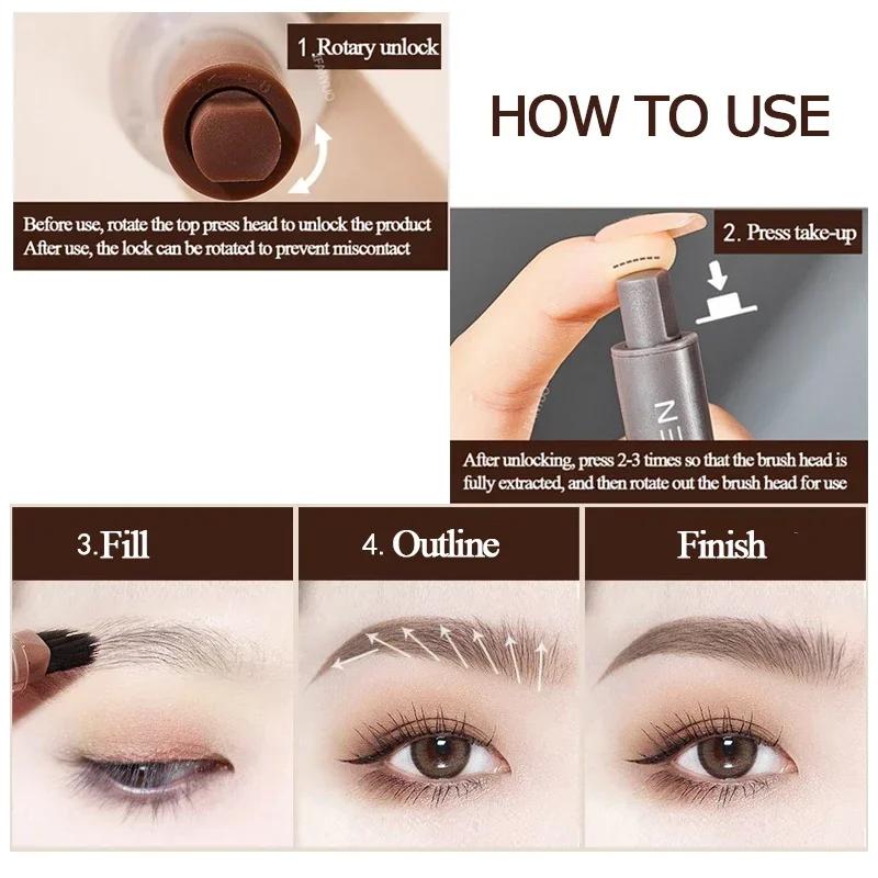 3D Dye Eyebrow Pencil Hairline Anti-smudge Waterproof Lasting Black Brown Brows Large Brush Natural Wild Eyebrow Enhancers Cream