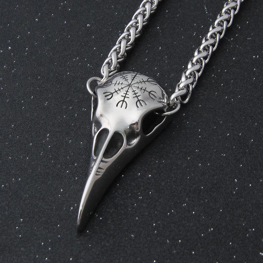 

Подвеска из нержавеющей стали «Шлем ворона благоговения», скандинавская мифология, викинг, череп Одина, винтажное ожерелье-амулет Эгисхьяльмур для мужчин и женщин