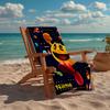 Custom Name Ultra-Soft Beach Towel with Pac-Man Theme,Ideal for Pool - Camping, Diving - Perfect Travel Essential, Vibrant Beach Towel.