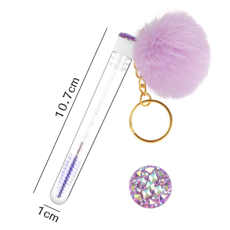 Gold Buckle Pompom Eyelash & Eyebrow Brush with Crystal Rod and Rabbit Ear Comb
