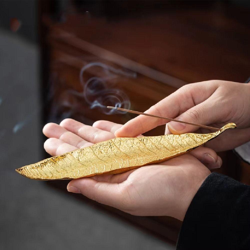 1Pcs Durable Alloy Incense Holder 22cm Portable Long Leafs Cense Insence Burner Accessories Meditation Room Yoga