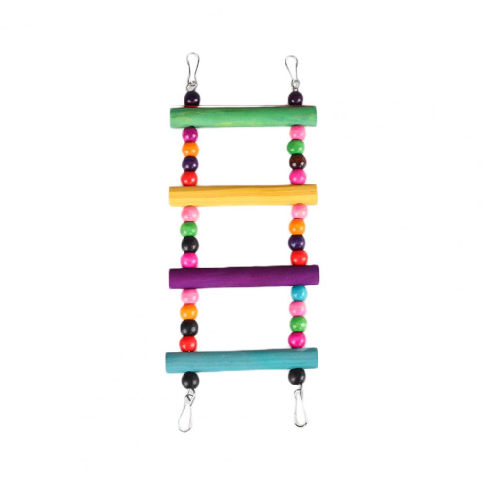 Bird Ladder Colorful Beads Swing Combination Bird Toy Parrots Chewing Training Toy Pet Bird Hanging Hammock Bird Climbing Ladder