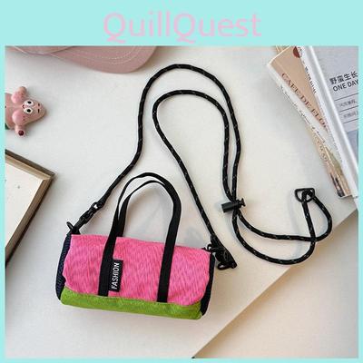 Childrens Nylon Crossbody Bag With Colorblock Design For Kids Daily Use