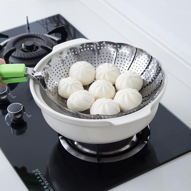 1pc, Vegetable Steamer, High-quality Stainless Steel Vegetable Steamer for Cooking, Foldable and Expandable Steamer