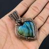 Labradorite Pendant, Handmade Gemstone 999 Copper Wire Wrapped Pendant Antique Jewelry, For Gift Silver Jewelry