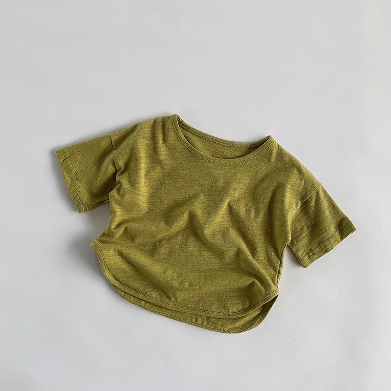 

Дитяча бамбуково-бавовняна футболка з коротким рукавом: Літній корейський та японський стиль 80 cm