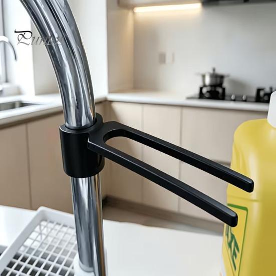 Space Saving Kitchen Gadget Dish Towel Holder for Sink Faucets, Double Rod Snap-on Adjustable Rag Storage Hanger Angle Organizer, 3D Print PLA