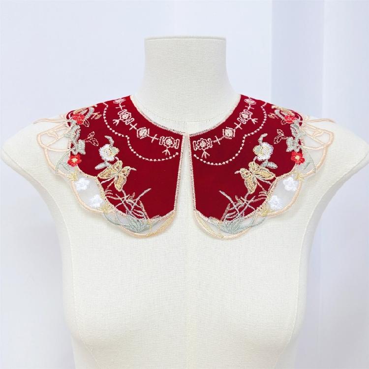 Girl False Collar Embroidered Chinese Ancient Shirt Shawl Wrap for Carnivals