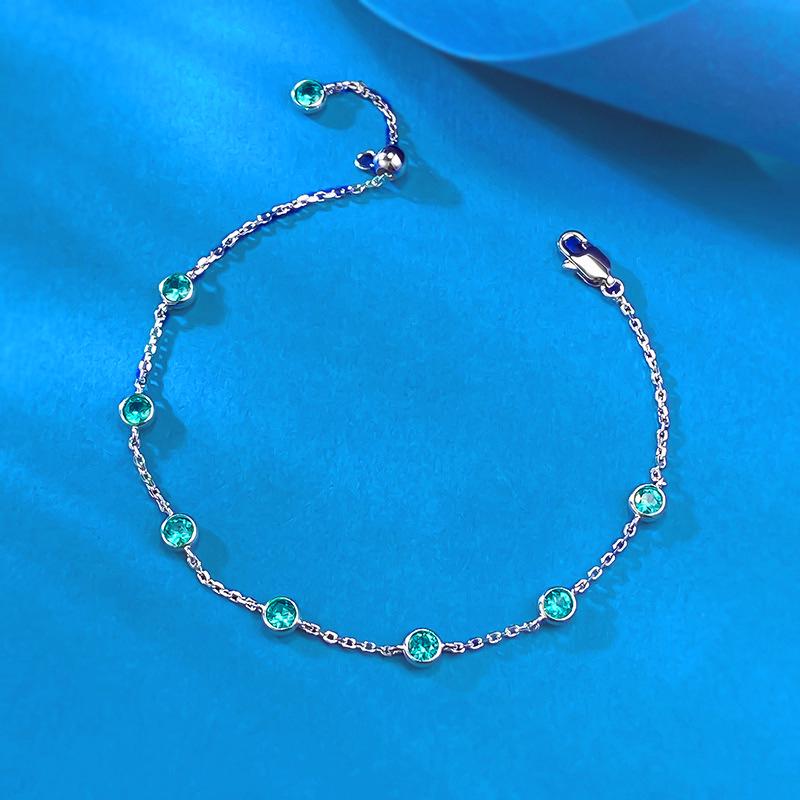 Paraiba Bubble Bracelet: New S925 Sterling Silver, Versatile Fashion Jewelry for Women.