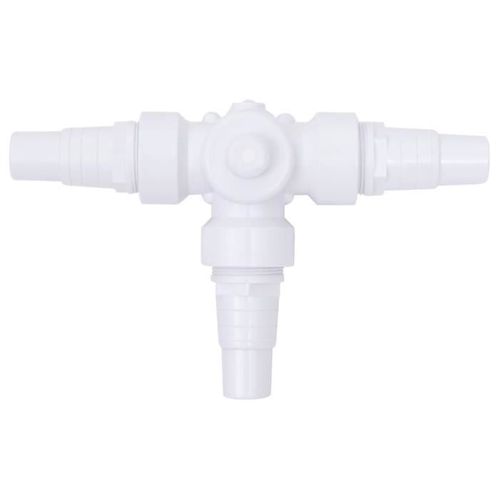 Vanne à boule à 3 voies de piscine - vidaXL - Blanc et noir - 1 1/2" - Vanne à boule