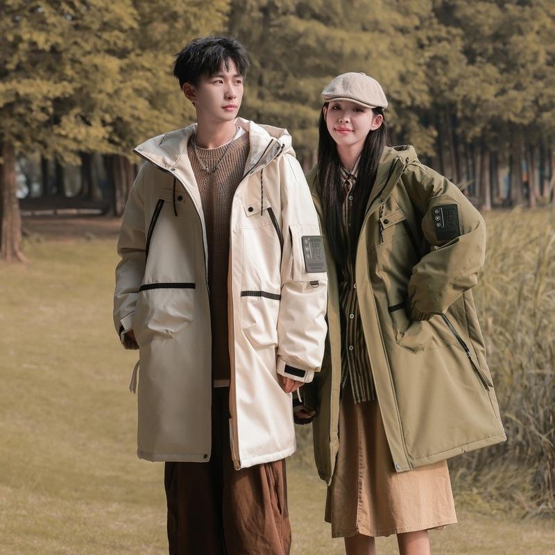 Nouvelle doudoune blanche hivernale, doublure coupe-froid, mi-longue épaisse chaude et résistante au froid, veste de couple