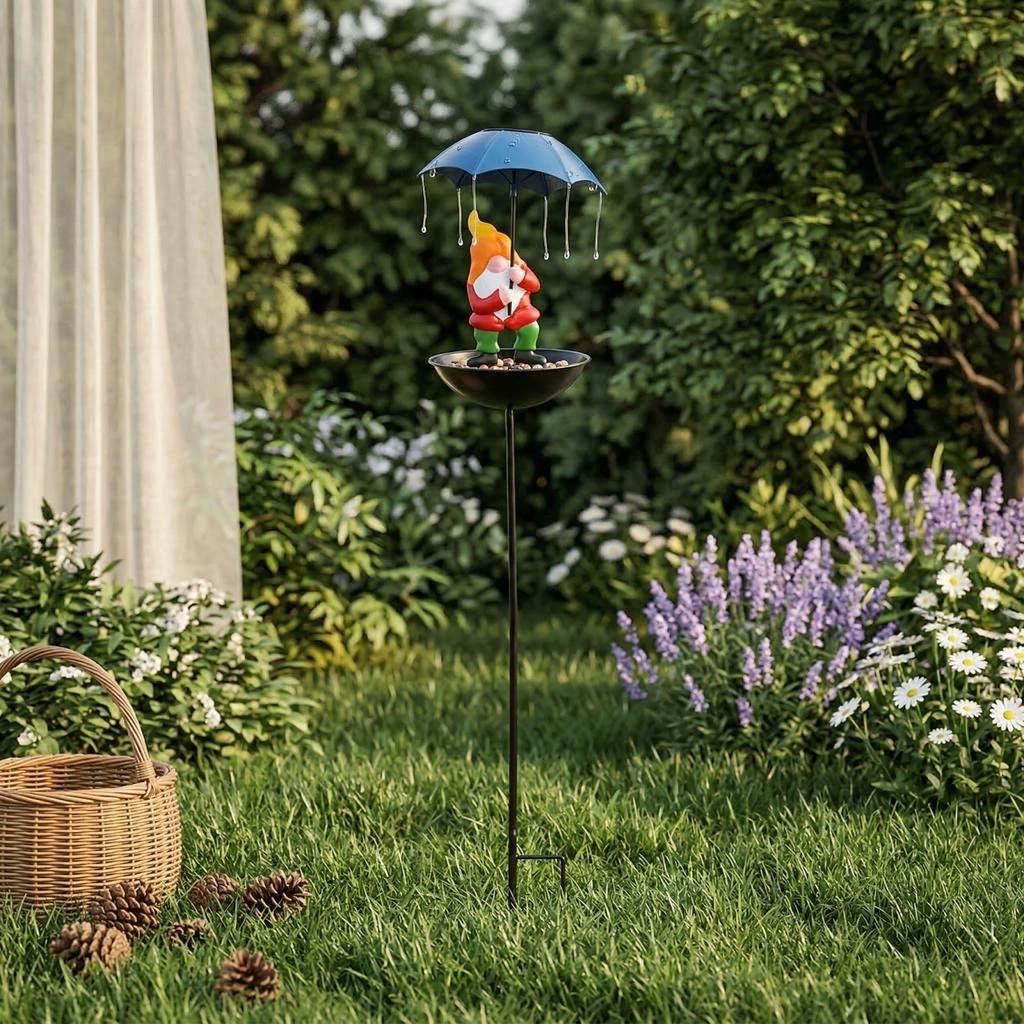 Solarbetriebener Vogelhäuschen mit Erdspieß - Integriertes Solarlich, wird in den Boden gesteckt, Geeignet für Rasenflächen, Terrassen und Gartendekorationen.