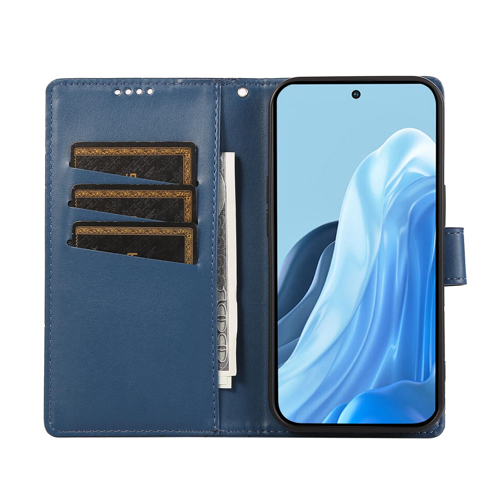 

DF-06 For Samsung Galaxy S25 Edge Phone Case Line Imprint Leather Wallet Cover Blue