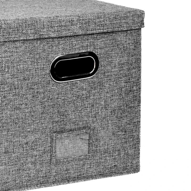 33x33x33cm Vinyl Record Storage Box Vinyl Record Case for Lp Album Storage Linen Fabric Storage Crate Cube Bins with Lid