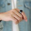 Simple Square Agate Stone Men's Fashion Jewelry Accessories Versatile Ring