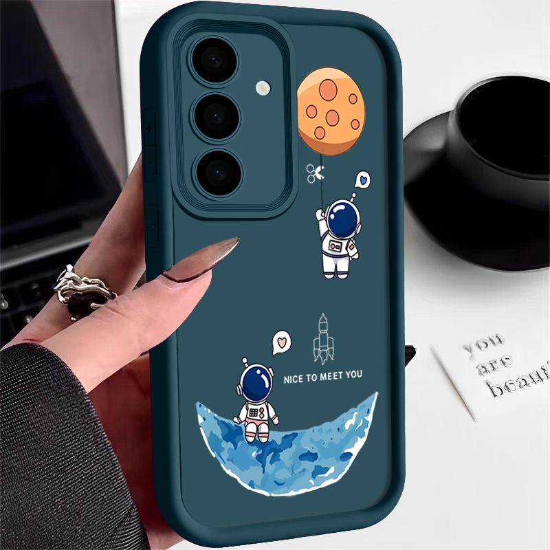 Spaceship Astronauts Soft Case For Samsung S25 Edge S24 S23 S22 Ultra Plus S24 FE A56 A26 A16 A14 A15 A35 A53 A54 5G Phone Cover
