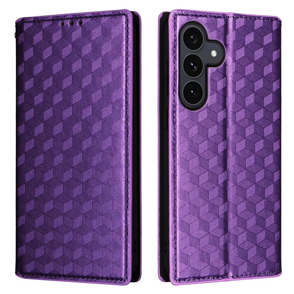 For Samsung Galaxy S25 FE Case Wallet Rhombus Imprinted Leather Phone Cover