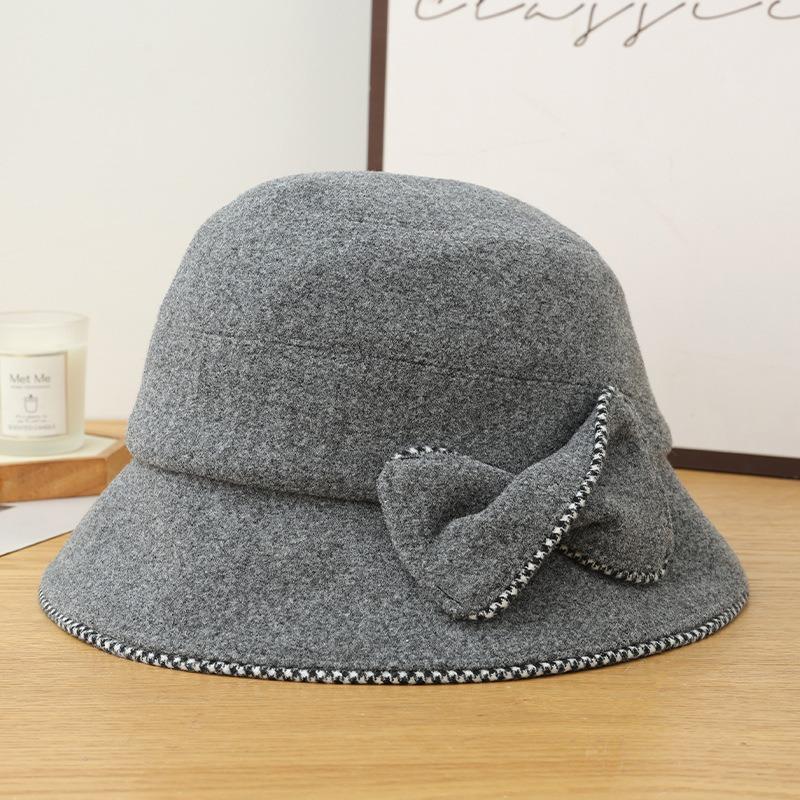 Autumn and Winter Hat Women's Bucket Hat Retro Versatile High Sense Bucket Hat Big Brim Washbasin Hat