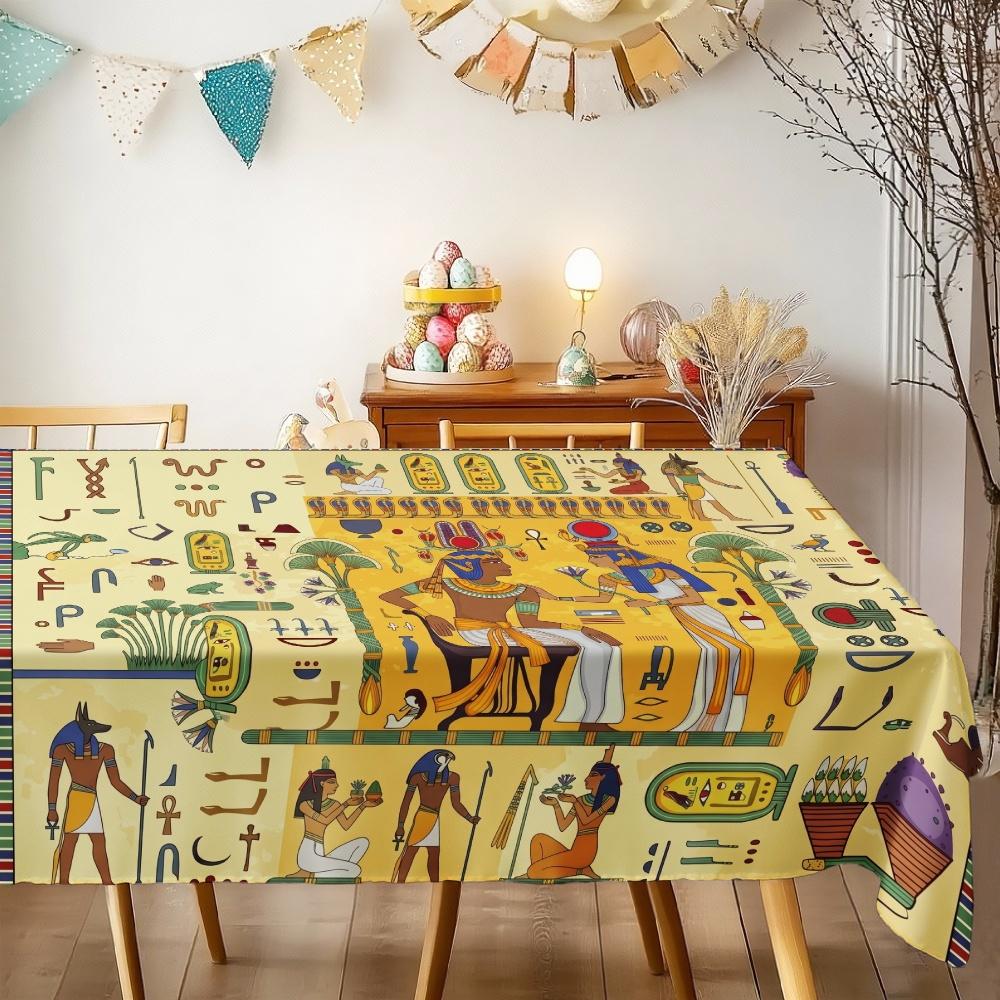 Egyptian Hieroglyphics Rectangle Table Cloth for Table Decor Party Picnic Waterproof Reusable Tablecloth for Tables Dining Room