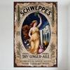 Vintage Schweppes Dry Ginger Ale Metal Tin Sign Retro 19th/20th Century Style Advertisement Poster for Bar Cafe Home Man Cave De