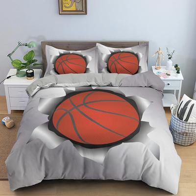 Sportbälle Bettbezug 3D Basketball in einem Loch Bettwäscheset Einzelbett Für Jungen Teenager Zimmer Mikrofaser Kühl Basketball Bettdeckenbezug