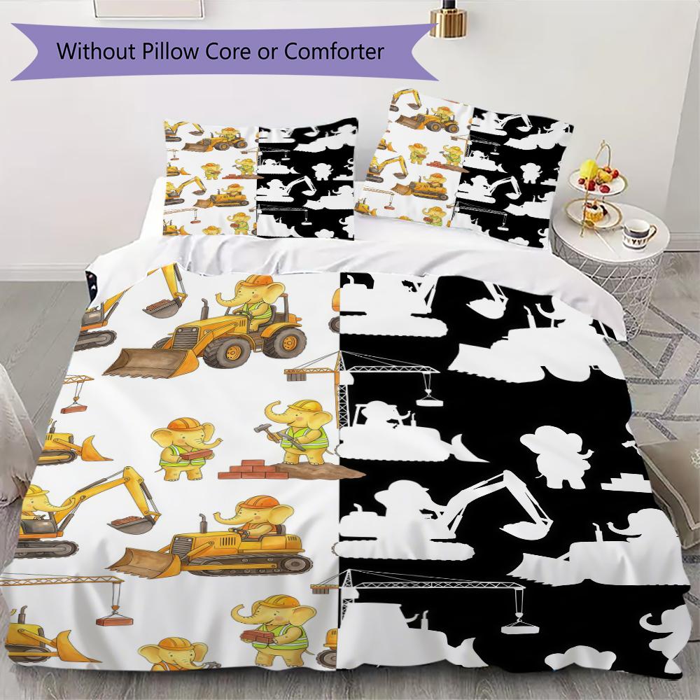 Colorful Repeat Truck Pattern Bedding Uilt Set Uilt Cover Pillowcase Home Decoration Birthday Gift (1 * Duvet Cover + 2 * Pillowcase Without Core)