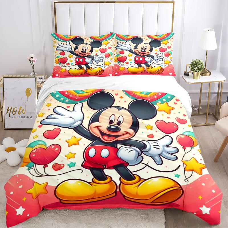 3Pcs Colorful Mickey Celebration Bedding Sets For All Sizes New 3D Printed Bed Cover Comforter Duvet Cover Pillowcase Bedroom Decoration