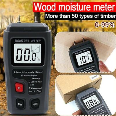 NEUER Digitaler Holzfeuchtemesser Professioneller Holzfeuchte-Tester Handheld-Hygrometer Holzdetektor EMT01 mit HD-LCD-Anzeige