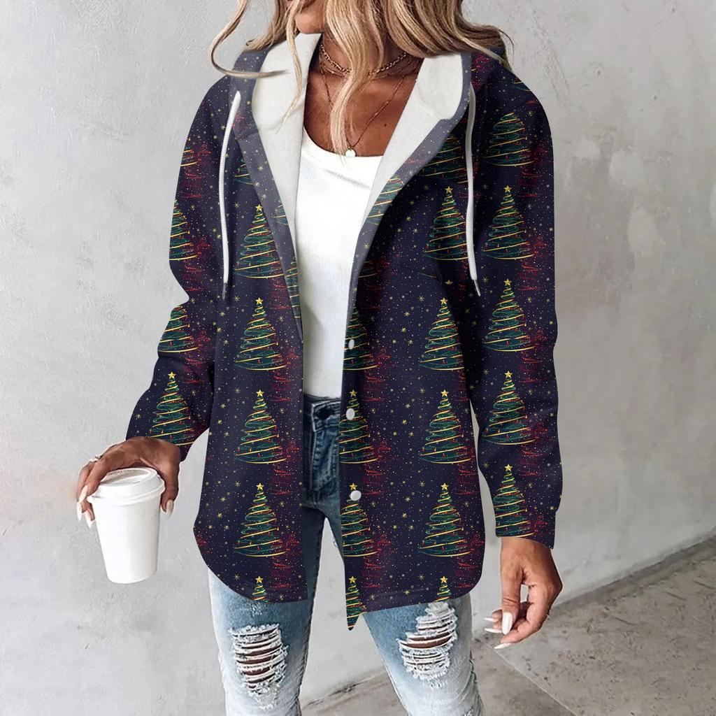 Damekåpe Casual Og Moteriktig Sammensatt Tykk Og Varm Trykt Hettejakke