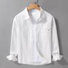 Men's Retro Long-Sleeve Casual Shirt: Simple Solid Color, All-Match Style