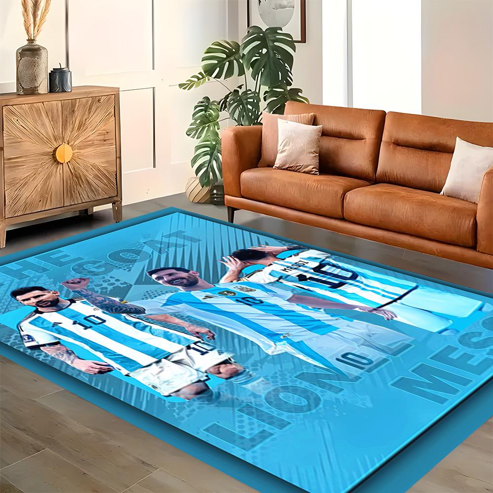 Argentina Messi Celebration rug for living rooms, bedrooms, home décor, and as gifts.