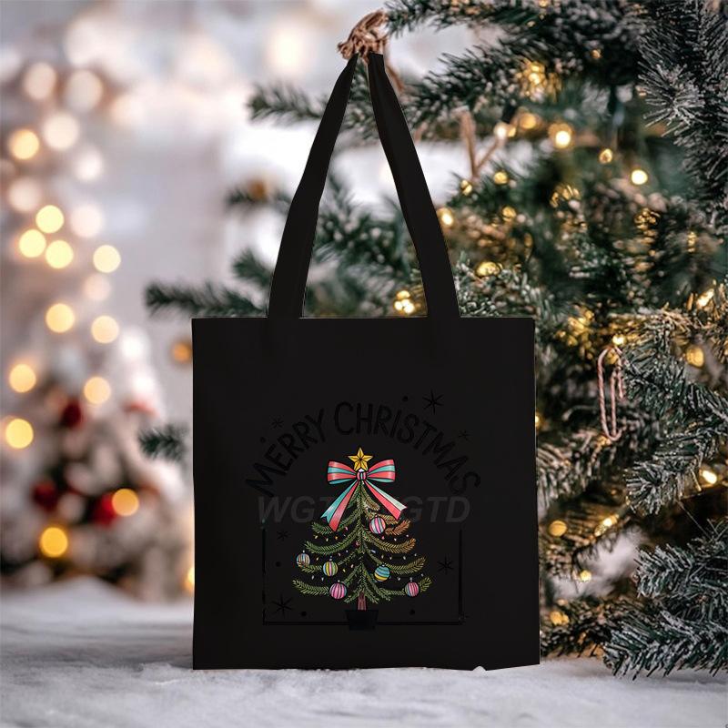 Christmas Christmas Printed Canvas Bag Large Capacity Casual Trend Student Shoulder Bag Tote Bag