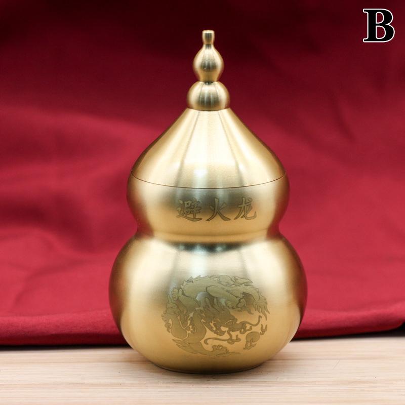 

Feng Shui Chinese Brass Wu Lou Gourd Treasure Statue Home Decoration Table Bookshelf Ornaments Fortune Protection