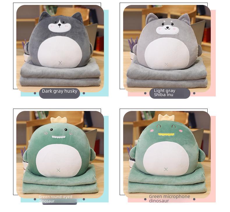 3-in-1 Car Cartoon Pillow Quilt: Dual-purpose Cushion & Blanket with Air Conditioning Blanket, Perfect for Office Naps