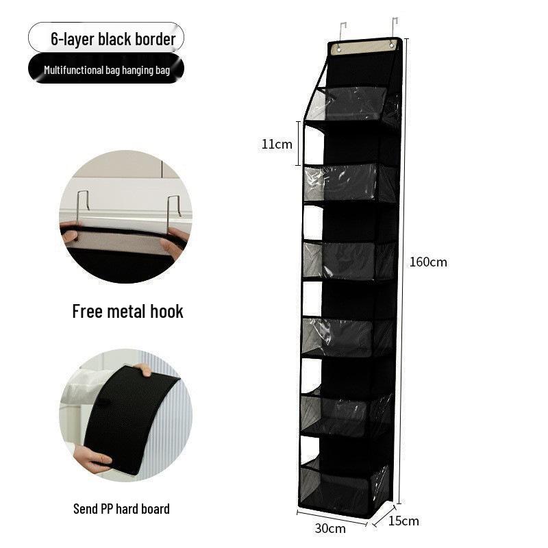 Wall-Mounted Mesh Storage Bag: Layered Hanging Organizer with Transparent Design
