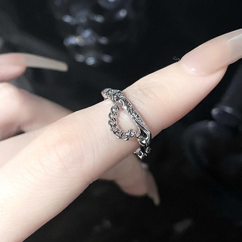 Chain Ring Niche Design Cold Wind Opening High Sense Personality French Irregular Index Finger Ring