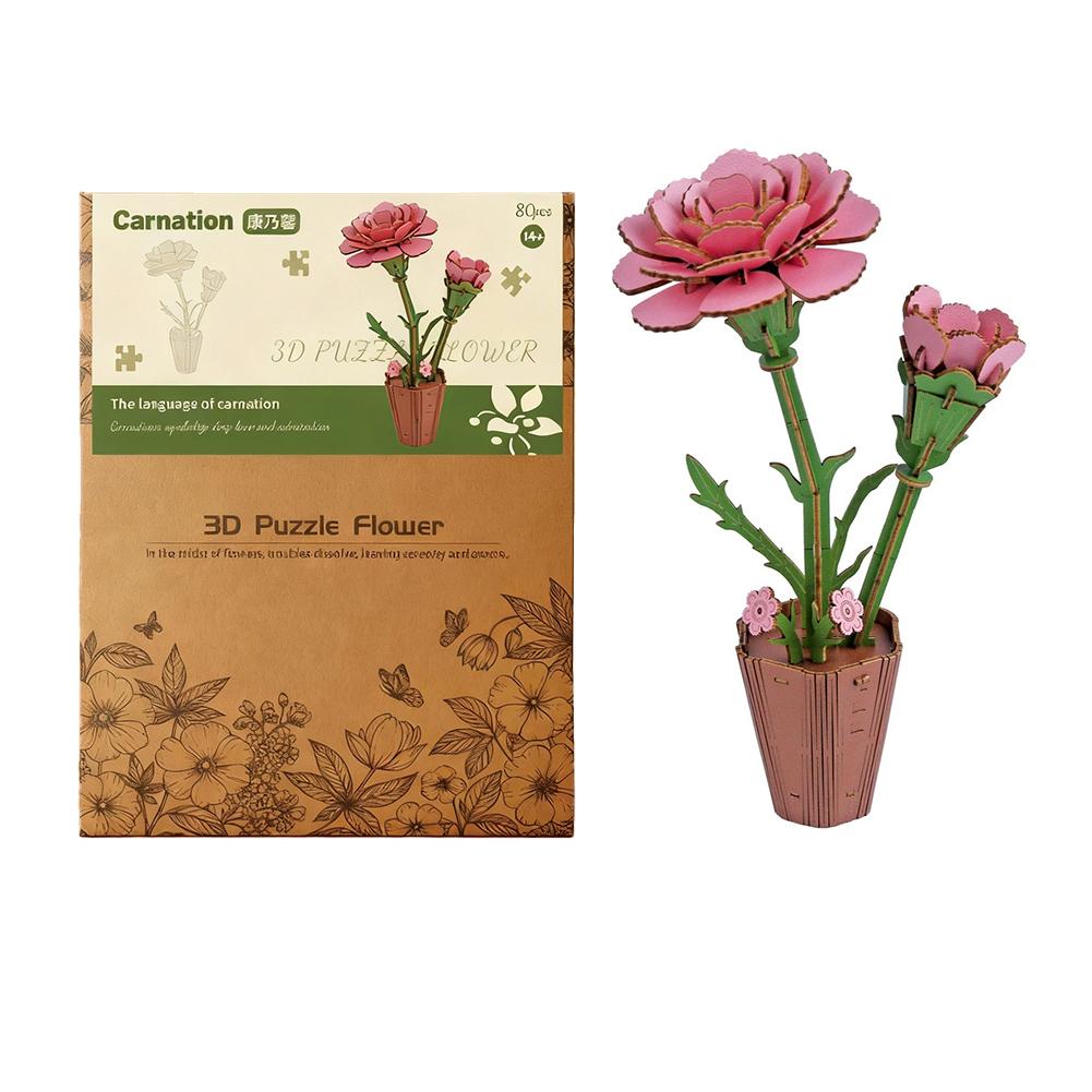 3D Wooden Puzzles Flowers Diy Artifical Botanical Bouquet Puzzle Kit Home Decoration For Adults Mother's Day Birthday Gift