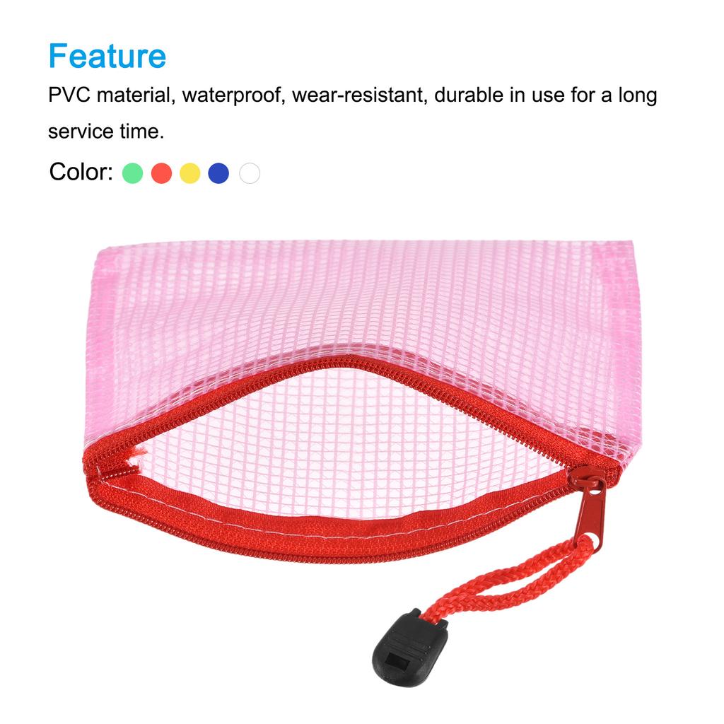 6Pcs A5/A6/B6/B8 Mesh Zipper Pouch Document Bag Waterproof Zip File Folders School Office Supplies Pencil Case Storage Bags