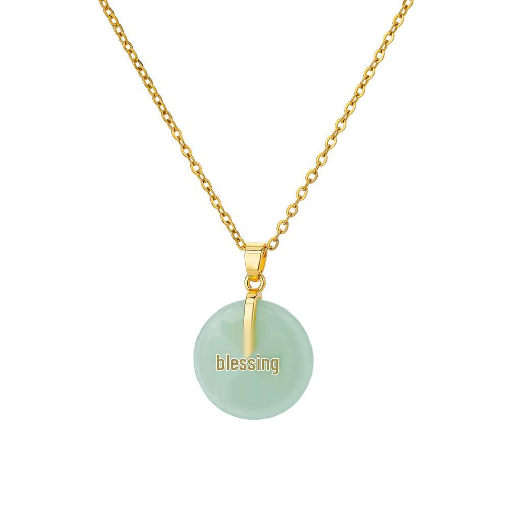 Ovaler Cat-Eye Anhänger Titanstahl Halskette - Nischendesign Leichter Luxus Schlüsselbeinkette