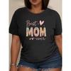 Women Best Mom Print T-Shirt New Round Neck Short Sleeve Soft Breathable Casual Elastic Machine-Washable Top