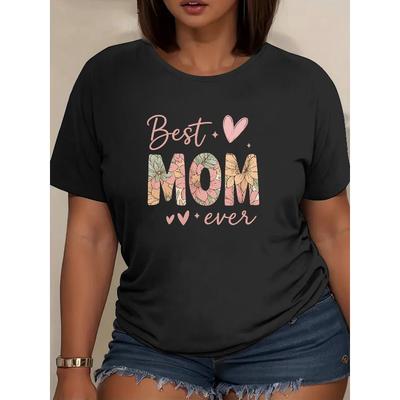 Maglietta da Donna con Stampa "Best Mom" Nuova Girocollo Manica Corta Morbida Traspirante Casual Elastica Lavabile in Lavatrice Top