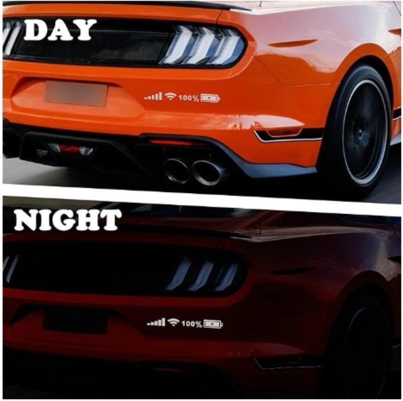 Funny Reflective Wifi Battery Level Car Stickers Colorful Decoration Logo Decals Car Rear Windshield Body Auto Sticker